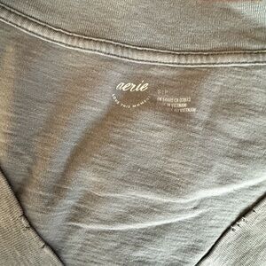Aerie Army Green Oversized V-Neck Tee